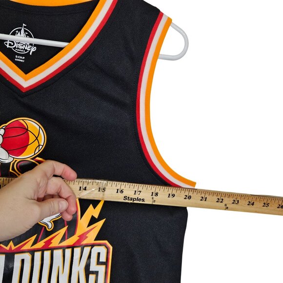 Disney‎ Parks NWT Mickey Mouse Slam Dunks Basketball Jersey Black S Polyester - Picture 6 of 7